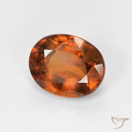 Grenat Hessonite Orange rougeâtre naturelle ovale, 1.23 ct, VS