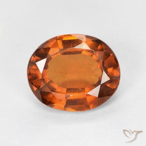 Grenat Hessonite Orange rougeâtre naturelle ovale, 1.66 ct, VVS-VS