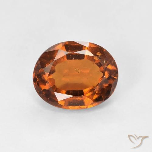 Grenat Hessonite Orange foncé naturelle ovale, 1.55 ct, VS