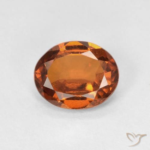 Grenat Hessonite Orange rougeâtre naturelle ovale, 1.52 ct, VVS-VS