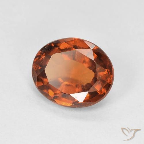 Grenat Hessonite Orange rougeâtre naturelle ovale, 1.70 ct, VVS-VS