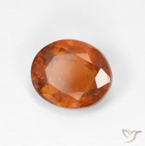 Grenat Hessonite Ambre orange naturelle ovale, 2.12 ct, VS