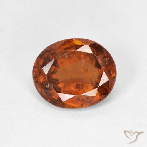Grenat Hessonite Orange foncé naturelle ovale, 1.60 ct, VS