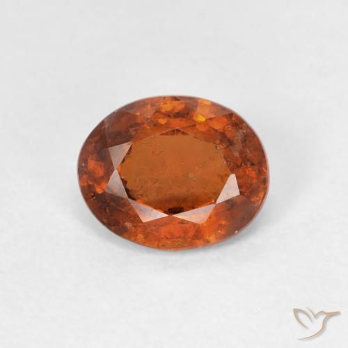 Grenat Hessonite Medium Dark-Orange naturelle ovale, 1.39 ct, VS