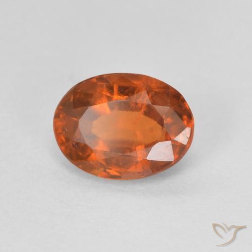 Grenat Hessonite Ambre orange naturelle ovale, 1.22 ct, VVS-VS