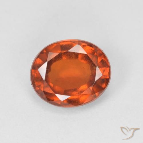 Grenat Hessonite Orange rougeâtre naturelle ovale, 1.48 ct, VVS-VS