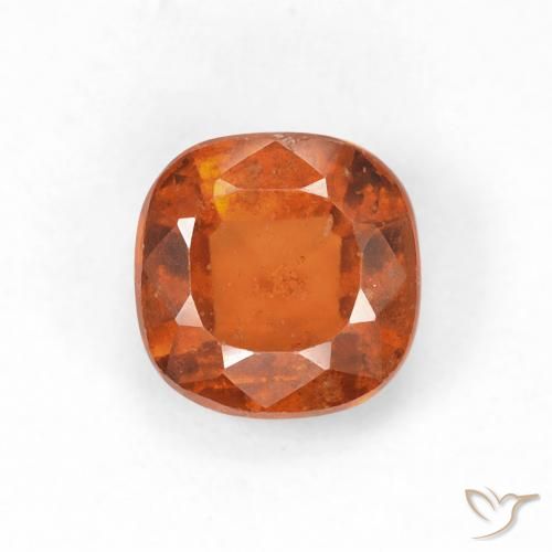 Grenat Hessonite Orange foncé naturelle Coussin, 1.33 ct, VS