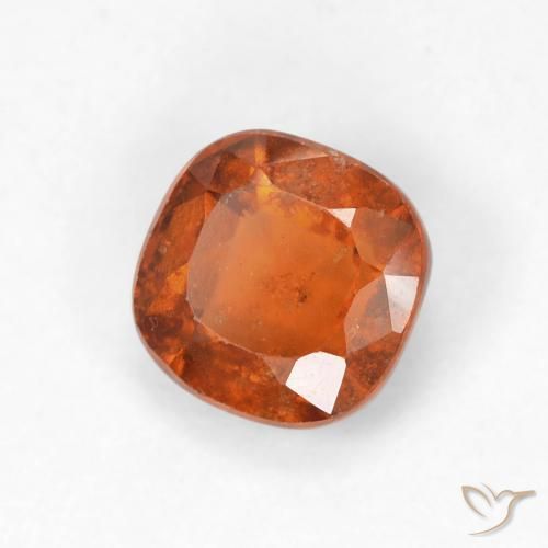 Grenat Hessonite Orange foncé naturelle Coussin, 1.33 ct, VS