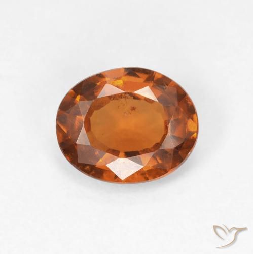 Grenat Hessonite Medium Dark-Orange naturelle ovale, 1.18 ct, VS