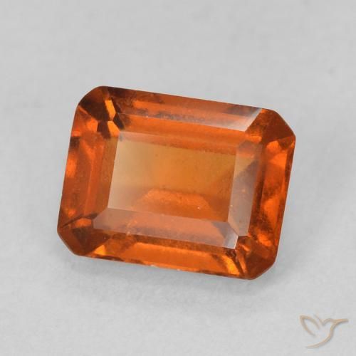 Grenat Hessonite Orange rougeâtre naturelle Octogone / coupe Émeraude, 1.56 ct, VS