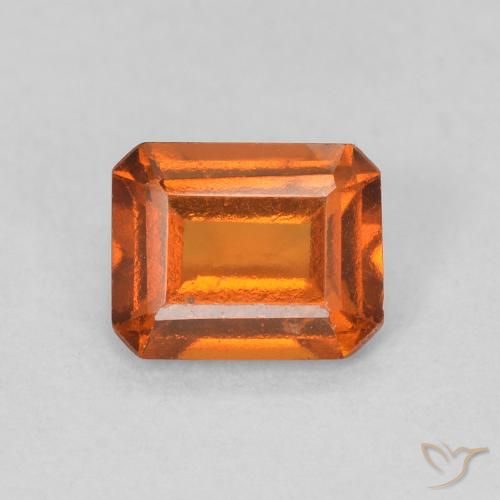 Grenat Hessonite Orange feu naturelle Octogone / coupe Émeraude, 0.83 ct, VS