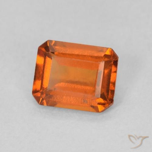 Grenat Hessonite Orange feu naturelle Octogone / coupe Émeraude, 0.83 ct, VS