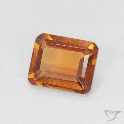 Grenat Hessonite Medium Dark-Orange naturelle Octogone / coupe Émeraude, 0.82 ct, VVS-VS