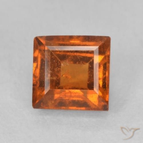 1.00ct Naturel Orange rougeâtre Grenat Hessonite, Carré, VS-SI
