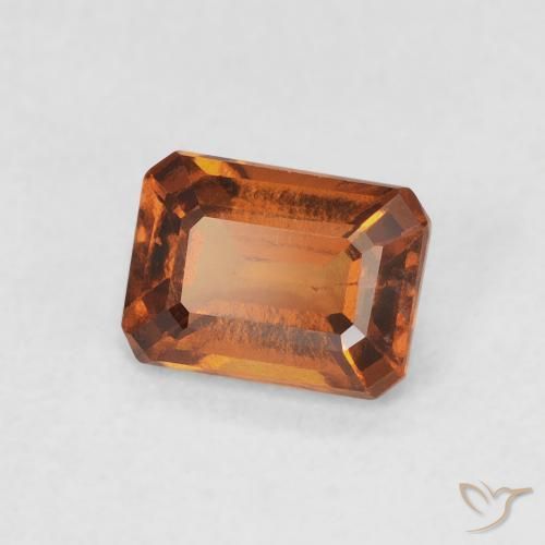 Grenat Hessonite Orange rougeâtre naturelle Octogone / coupe Émeraude, 0.90 ct, VVS