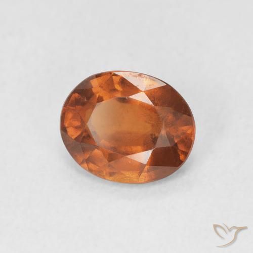 Grenat Hessonite Orange rougeâtre naturelle ovale, 1.41 ct, VS