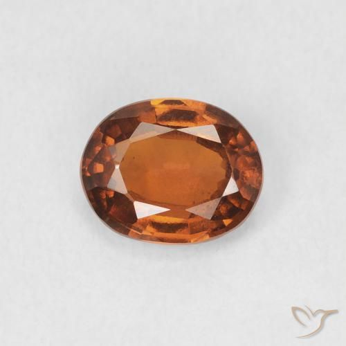 Grenat Hessonite Ambre orange naturelle ovale, 1.21 ct, VS