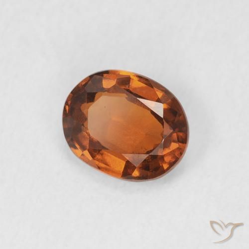 Grenat Hessonite Ambre orange naturelle ovale, 1.21 ct, VS