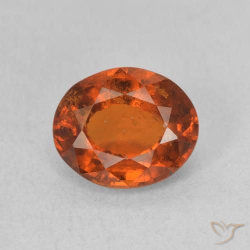 Grenat Hessonite Orange rougeâtre naturelle ovale, 1.65 ct, VS-SI