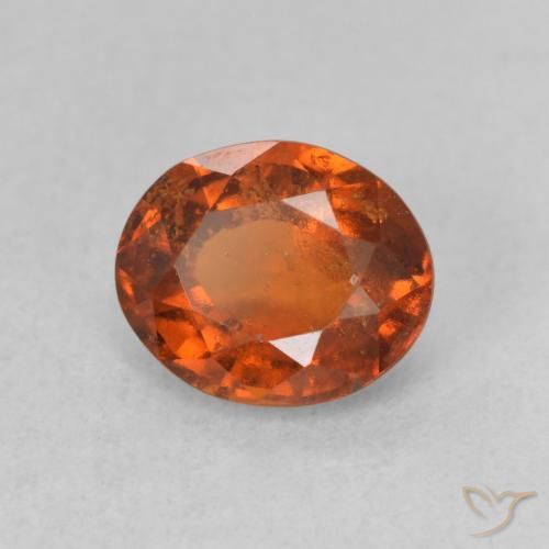 Grenat Hessonite Orange rougeâtre naturelle ovale, 1.65 ct, VS-SI