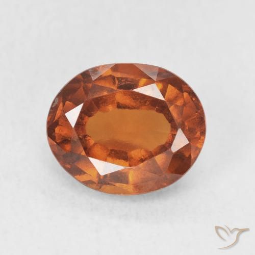 Grenat Hessonite Ambre orange naturelle ovale, 2.18 ct, VS