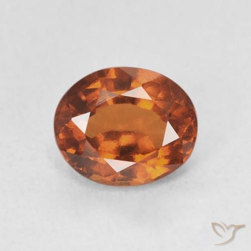Grenat Hessonite Orange rougeâtre naturelle ovale, 1.74 ct, VVS-VS