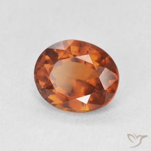 Grenat Hessonite Orange rougeâtre naturelle ovale, 1.74 ct, VVS-VS