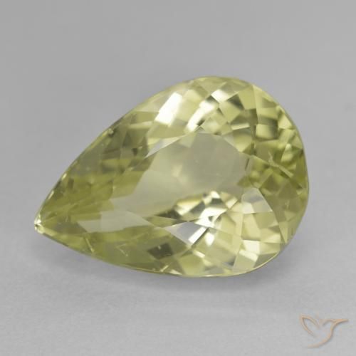 11.36ct Naturel Medium Light-Yellow Hiddenite, En forme de poire, VS