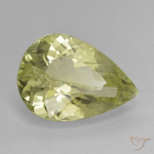 Hiddenite Medium Light-Yellow naturelle En forme de poire, 11.36 ct, VS