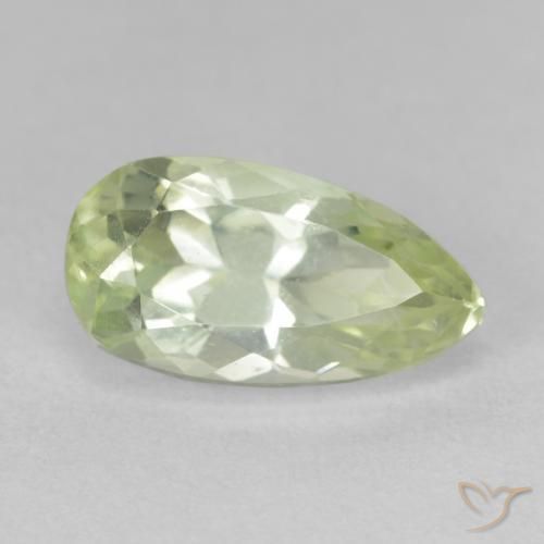 Hiddenite Jaune verdâtre clair naturelle En forme de poire, 5.15 ct, VS-SI