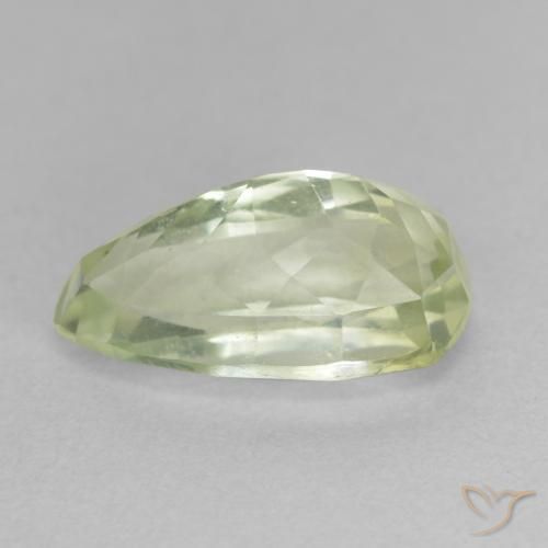 Hiddenite Jaune verdâtre clair naturelle En forme de poire, 5.15 ct, VS-SI