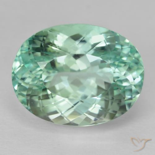 30.58ct Naturel Vert bleu clair Hiddenite, ovale, VVS-VS
