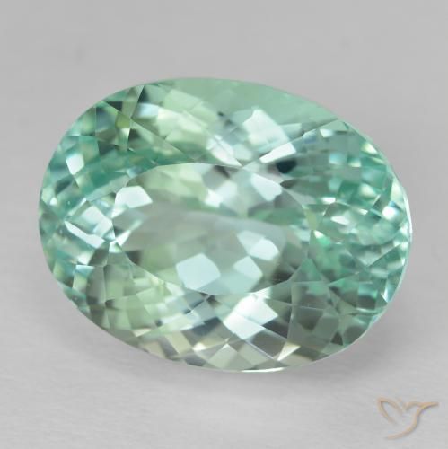 Hiddenite Vert bleu clair naturelle ovale, 30.58 ct, VVS-VS