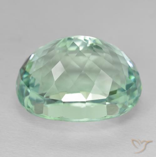 Hiddenite Vert bleu clair naturelle ovale, 30.58 ct, VVS-VS