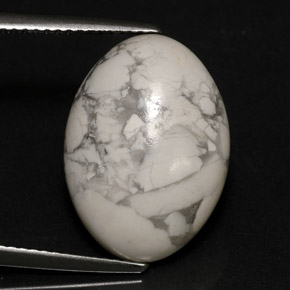 Howlite blanc naturelle coupe ovale, 9,53 ct, opaque
