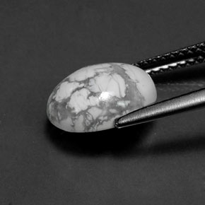 Howlite blanc naturelle coupe ovale, 2,69 ct, opaque
