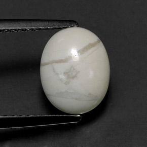 Howlite Blanc grisâtre naturelle Coupe ovale, 2.67 ct, Opaque