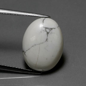 Howlite blanc naturelle coupe ovale, 9,10 ct, opaque