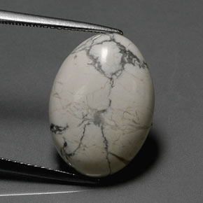 Howlite blanc grisâtre naturelle coupe ovale, 9,98 ct, opaque