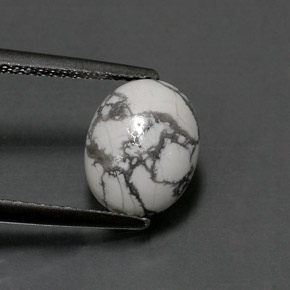 Howlite Blanc grisâtre naturelle Coupe ovale, 2.36 ct, Opaque