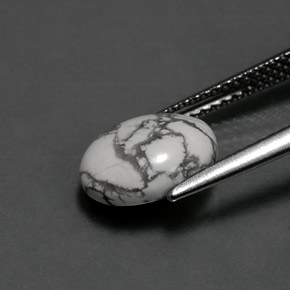 Howlite Blanc grisâtre naturelle Coupe ovale, 2.36 ct, Opaque