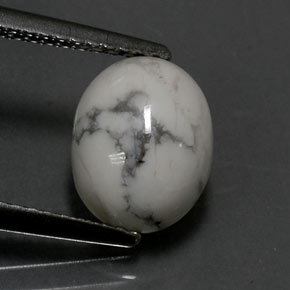 Howlite Blanc grisâtre naturelle Coupe ovale, 2.24 ct, Opaque