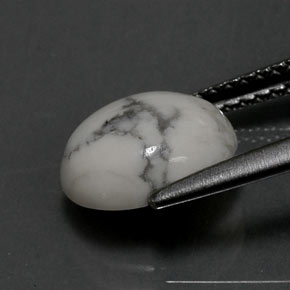 Howlite Blanc grisâtre naturelle Coupe ovale, 2.24 ct, Opaque