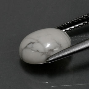 Howlite Blanc grisâtre naturelle Coupe ovale, 2.36 ct, Opaque