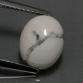 Howlite Blanc grisâtre naturelle Coupe ovale, 2.60 ct, Opaque