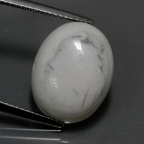 Howlite blanc naturelle coupe ovale, 8,19 ct, opaque