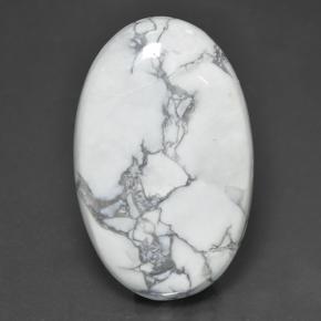 Howlite blanc naturelle coupe ovale, 63,57 ct, opaque