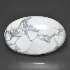 Howlite blanc naturelle coupe ovale, 63,57 ct, opaque