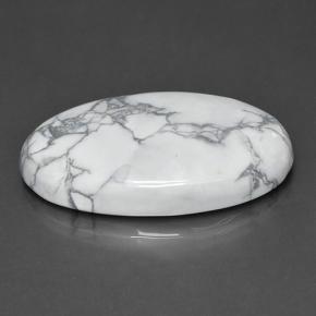 Howlite blanc naturelle coupe ovale, 63,57 ct, opaque