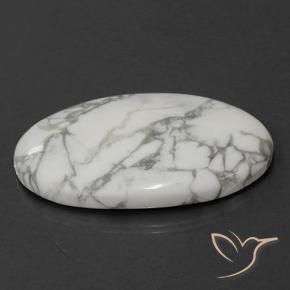 Howlite Blanc grisâtre naturelle ovale, 102.41 ct, Opaque